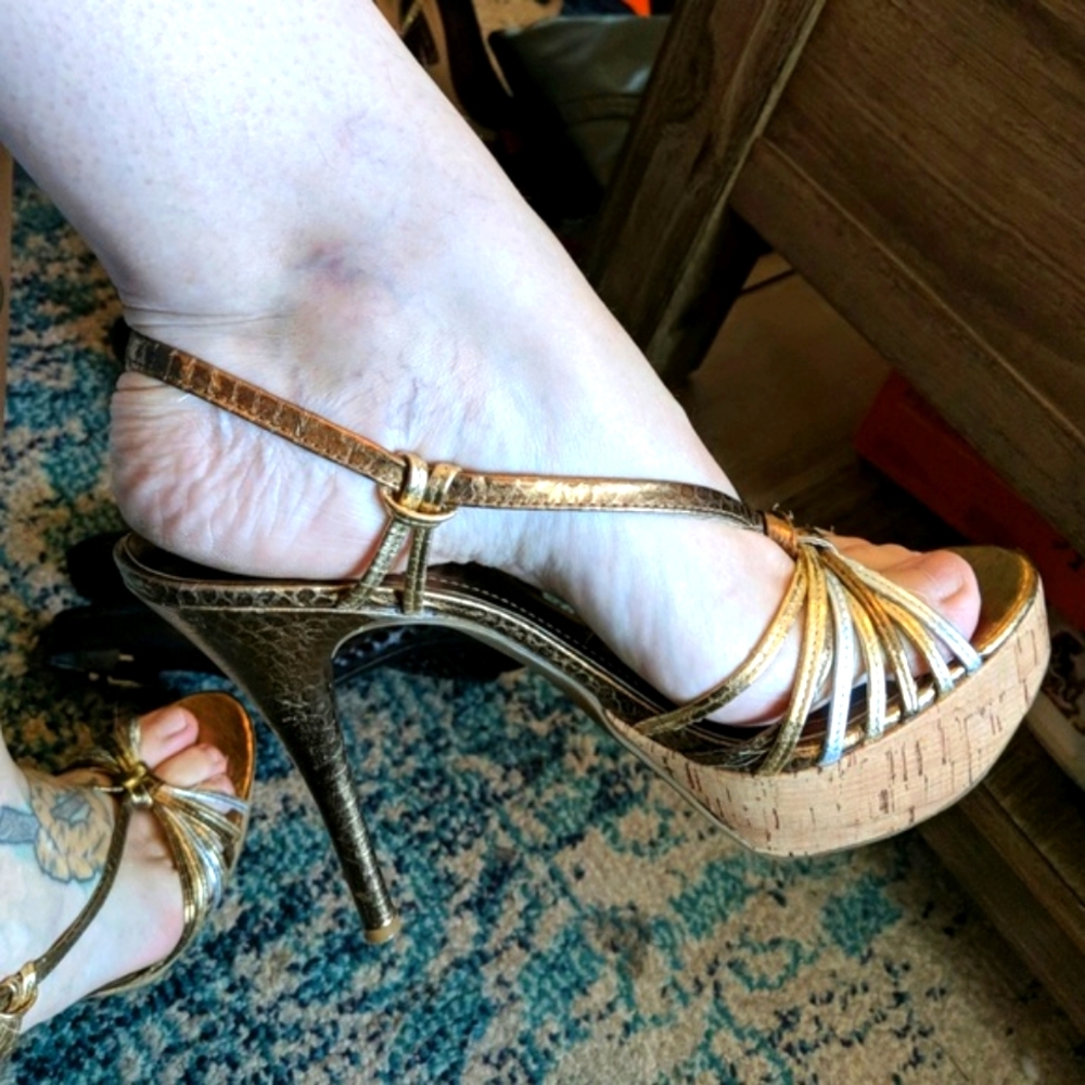 BCBGeneration Mixed Metals Heels